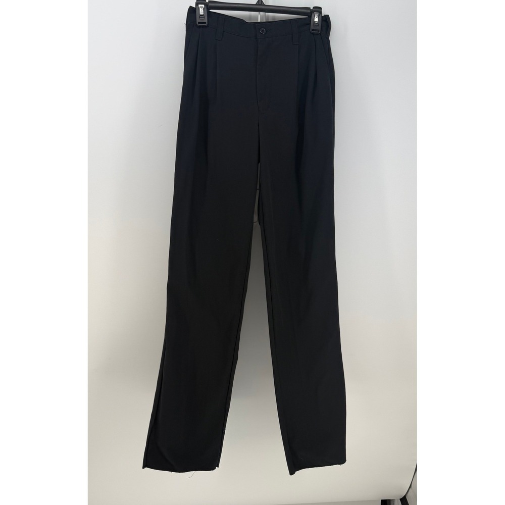 Fashion Seal Uniforms Pleated Trousers Mens 28W Black Raw Hem  Dark Academia